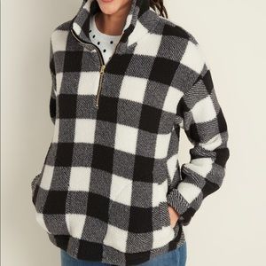 NWOT plaid Sherpa 1/4 zip